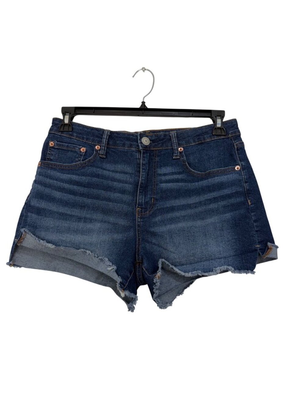 No Boundaries Womens Distressed Denim Shorts Size 13 Frayed Hem High Rise Blue